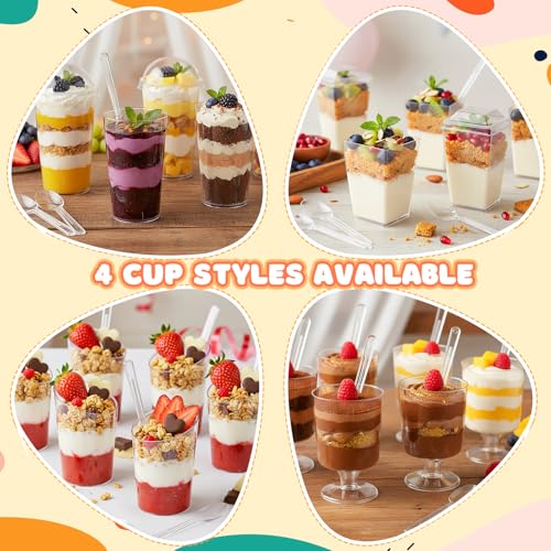 LifeIdeas 380 Pack Mini Dessert Cups with Lids and Spoons, 3 & 4 Oz Reusable Appetizer and Parfait Cups, Perfect as Shooters for Party, Fruit, Ice Cream, Cake & Pudding - Image 4