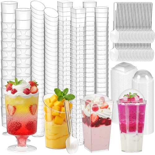 LifeIdeas 380 Pack Mini Dessert Cups with Lids and Spoons, 3 & 4 Oz Reusable Appetizer and Parfait Cups, Perfect as Shooters for Party, Fruit, Ice Cream, Cake & Pudding - Image 1