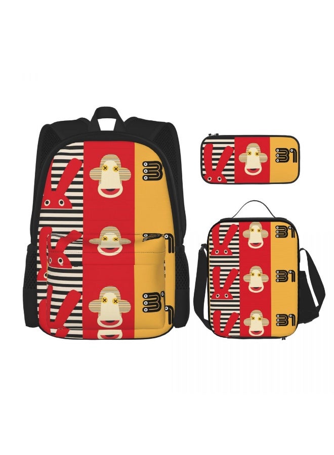 3-Piece Cartoon Student Backpack Set with Spine-Protecting School Bag, Lunch Bag, and Pencil Case for Kids - Image 1