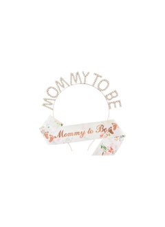 وشاح فتاة من Mommy to Be باللون الذهبي الوردي ومجموعة تيارا من حجر الراين هدايا عيد ميلاد باللون الذهبي الوردي ووشاح عيد ميلاد لامع وحفلات أعياد الميلاد