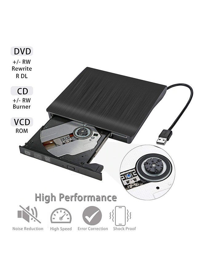 Generic - USB Pop-up Mobile External DVD-RW Portable Drive ODD External DVD Drive ROM Player Writer for Windows Linux Mac 9.5MM Plug & Play - Image 1