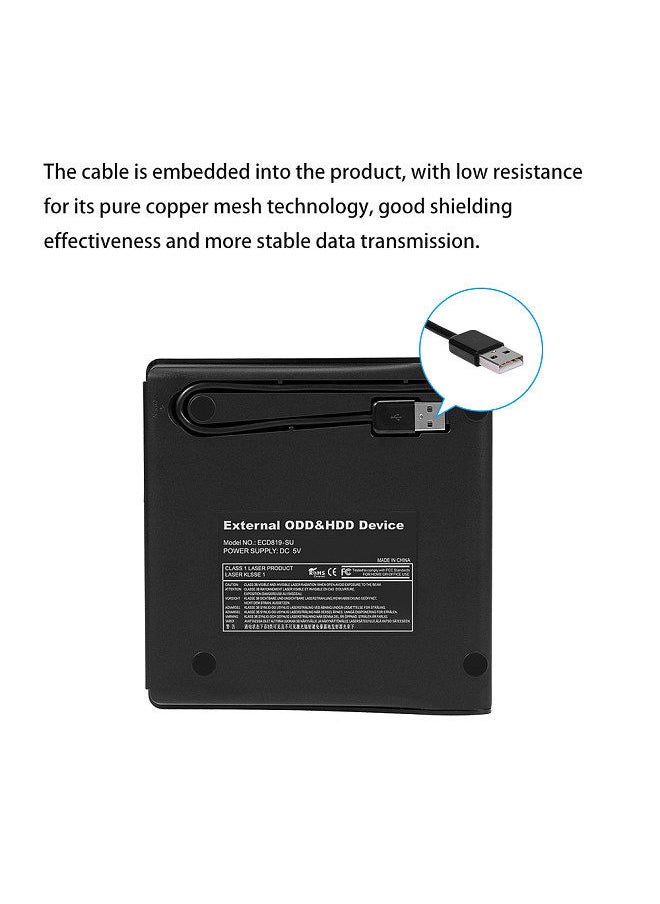 Generic - USB Pop-up Mobile External DVD-RW Portable Drive ODD External DVD Drive ROM Player Writer for Windows Linux Mac 9.5MM Plug & Play - Image 1
