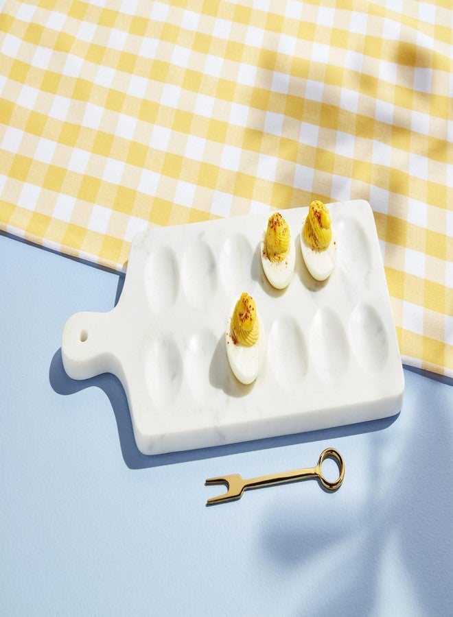 Mud Pie Marble Devil Egg Board; board 7" x 15 1/4" | fork 5 1/2" - Image 2