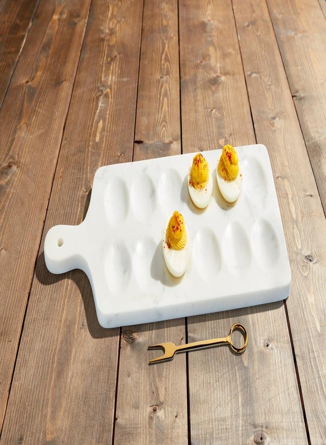 Mud Pie Marble Devil Egg Board; board 7" x 15 1/4" | fork 5 1/2" - Image 3