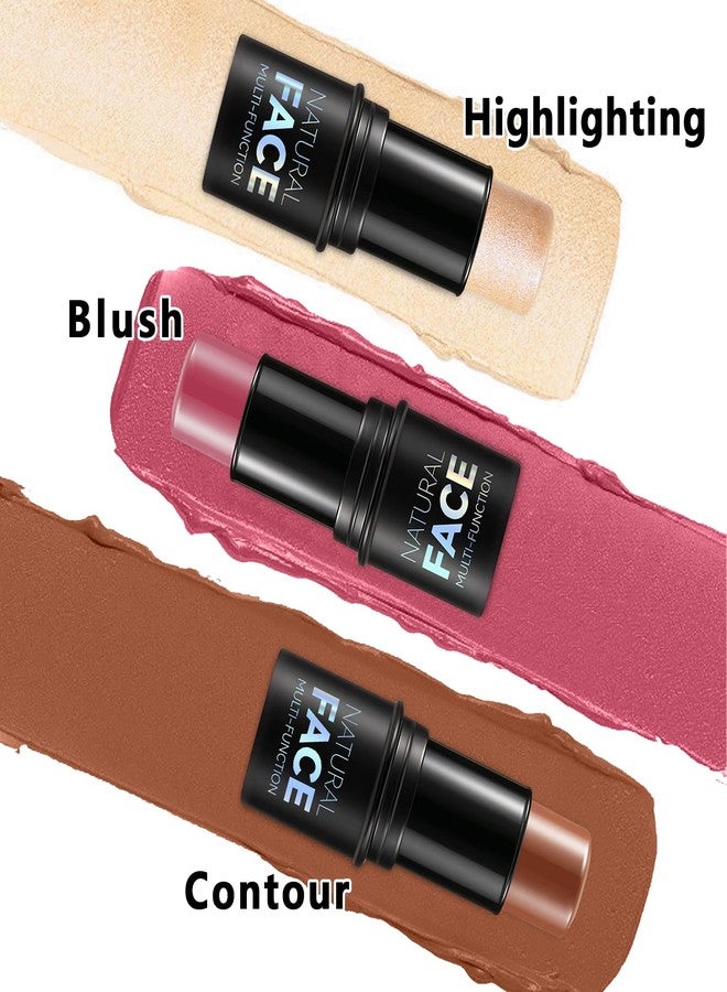 LemonSac 3Pcs Cream Contour Stick Makeup Kit, Shades with Highlighter, Blush and Bronzer Contour Stick for Sculpt the Cheeks, Long Lasting, Waterproof, Matte & Dewy Finish (LIGHT FAIR(8+10+12)) - Image 2
