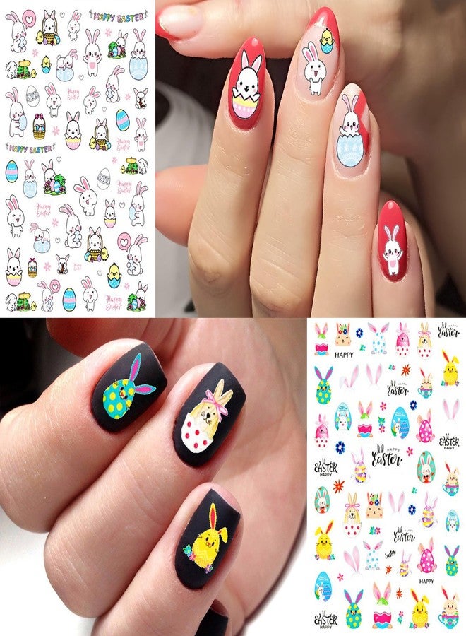 COKTAK 6 Sheets Easter Nail Art Stickers Decals for Women Girls Manicure, Funny Rabbit Bunny Eggs Self-Adhesive Nail Decals Stickers, Easter Nail Decoration Party Favor Supplies Accessories - Image 4