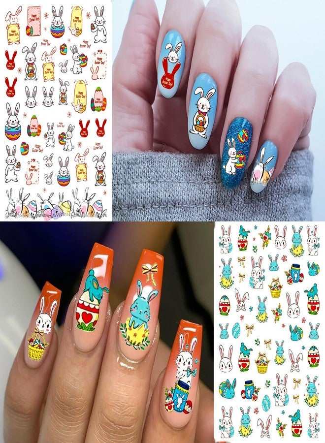 COKTAK 6 Sheets Easter Nail Art Stickers Decals for Women Girls Manicure, Funny Rabbit Bunny Eggs Self-Adhesive Nail Decals Stickers, Easter Nail Decoration Party Favor Supplies Accessories - Image 2