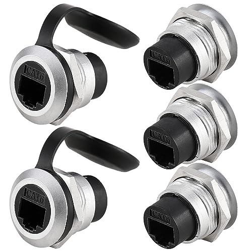 PENGLIN 5PCS RJ45 CAT6 Panel Mount Connector, CAT6 Ethernet LAN Pass Through Coupler, Female to Female Network Bulkhead Socket - Image 1