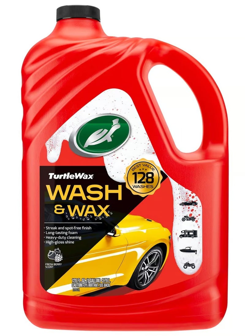 TurtleWax Car wash and polish shampoo contains special wax and shine after washing 3.79L  - Image 1