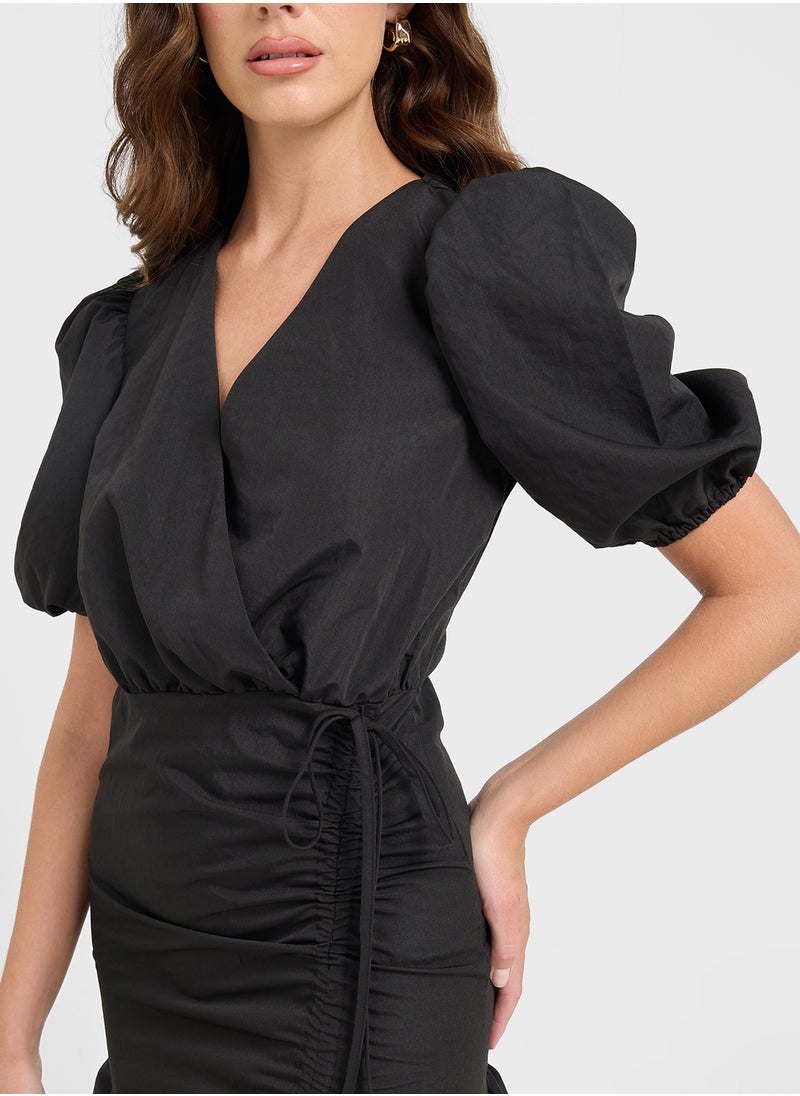 Ginger Ruffled Black Mini Dress  - Image 3