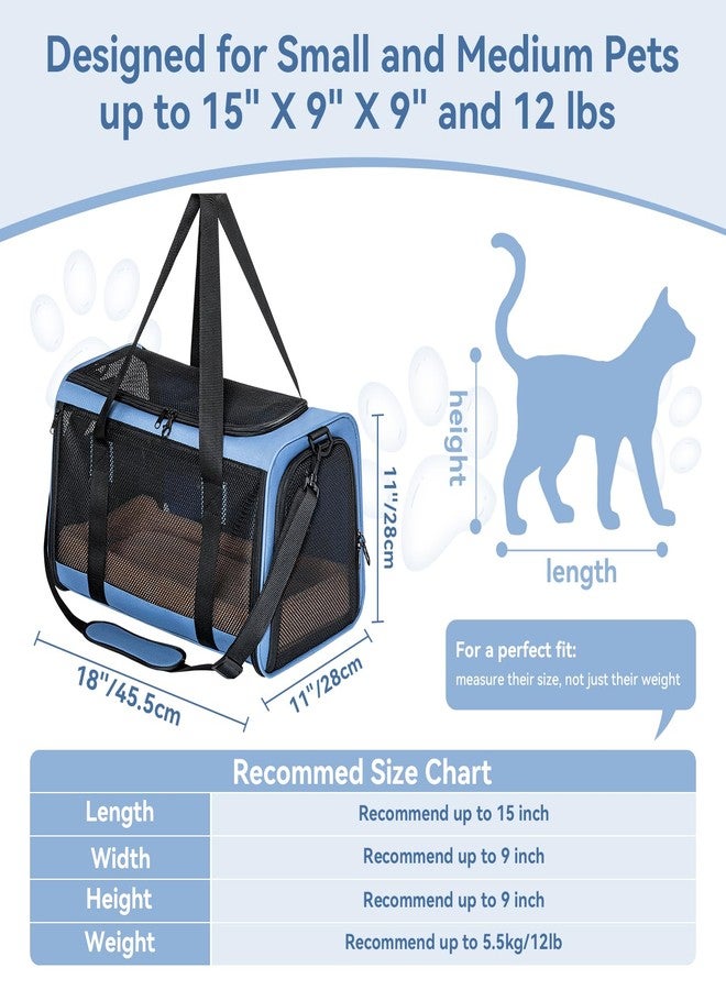 PETSFIT Soft-Sided Cat Carrier with Patented Safety Buckles, Lockable Zippers & Safety Tether,Escape-Resistant Travel Pet Carrier for Car Rides & Vet Visits, Airline Approved Under-Seat, Up to 12 lbs - Image 5