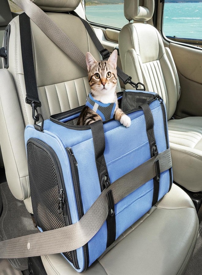 PETSFIT Soft-Sided Cat Carrier with Patented Safety Buckles, Lockable Zippers & Safety Tether,Escape-Resistant Travel Pet Carrier for Car Rides & Vet Visits, Airline Approved Under-Seat, Up to 12 lbs - Image 1