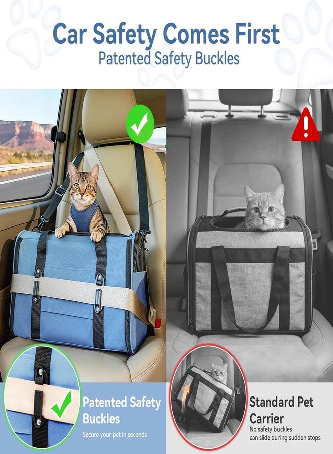 PETSFIT Soft-Sided Cat Carrier with Patented Safety Buckles, Lockable Zippers & Safety Tether,Escape-Resistant Travel Pet Carrier for Car Rides & Vet Visits, Airline Approved Under-Seat, Up to 12 lbs - Image 2