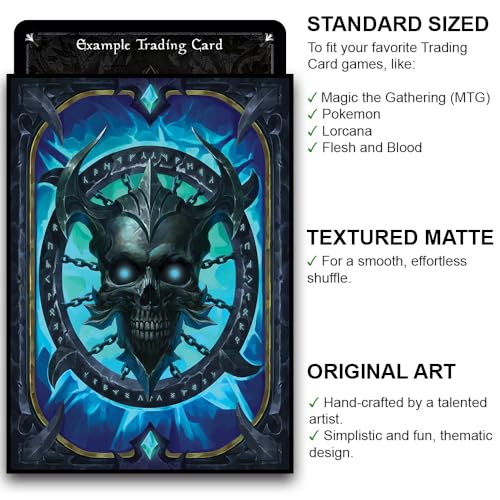 Fantasy North - Book of The Dead - Spell Book Series I - 100 Textured Matte TCG Card Sleeves - Fits Magic MTG Commander Pokemon and Other Card Games - Playing Card Sleeves (Blue) - Image 2