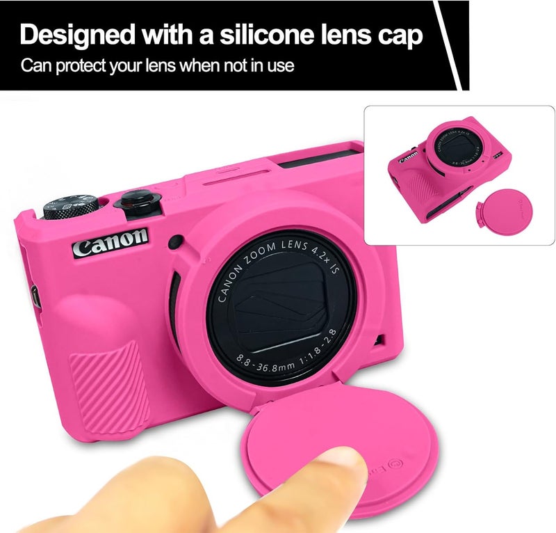 Easy Hood Case for Canon Powershot G7 X Mark III Digital Camera, Soft Silicone Protective Cover with Removable Lens Cover for Canon Powershot G7X Mark III DSLR Camera (Rose) - Image 4