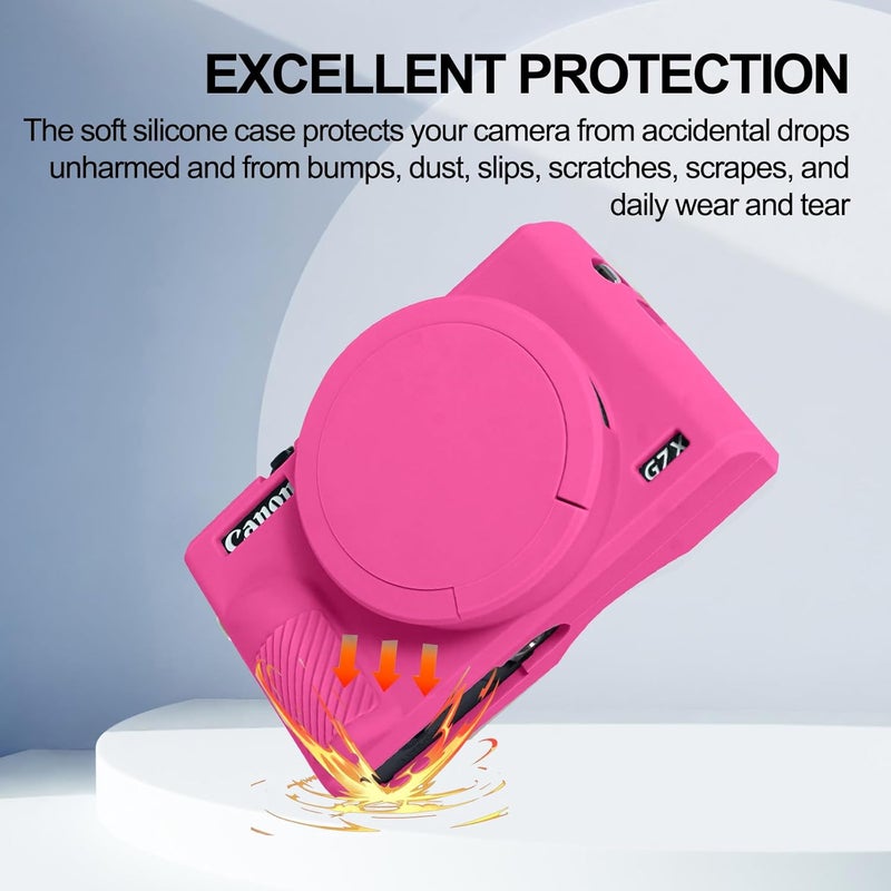 Easy Hood Case for Canon Powershot G7 X Mark III Digital Camera, Soft Silicone Protective Cover with Removable Lens Cover for Canon Powershot G7X Mark III DSLR Camera (Rose) - Image 3