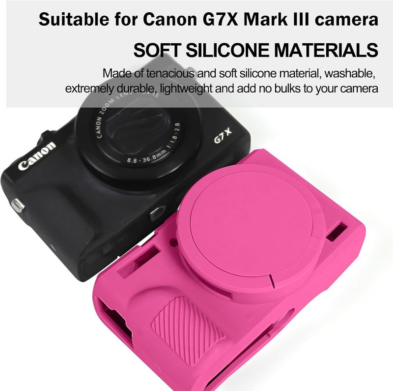 Easy Hood Case for Canon Powershot G7 X Mark III Digital Camera, Soft Silicone Protective Cover with Removable Lens Cover for Canon Powershot G7X Mark III DSLR Camera (Rose) - Image 2