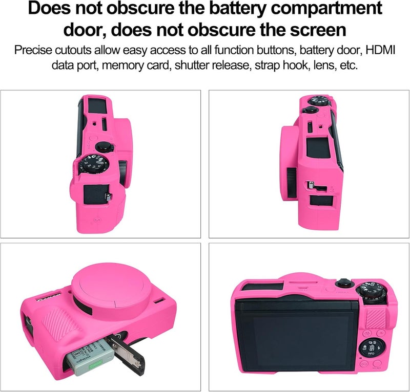 Easy Hood Case for Canon Powershot G7 X Mark III Digital Camera, Soft Silicone Protective Cover with Removable Lens Cover for Canon Powershot G7X Mark III DSLR Camera (Rose) - Image 5