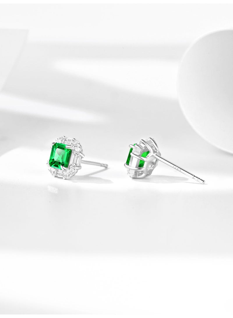 Field fashion earrings Artificial emerald gemstone stud earrings  -  earring for ladies earring for girls 925 silver - Image 3