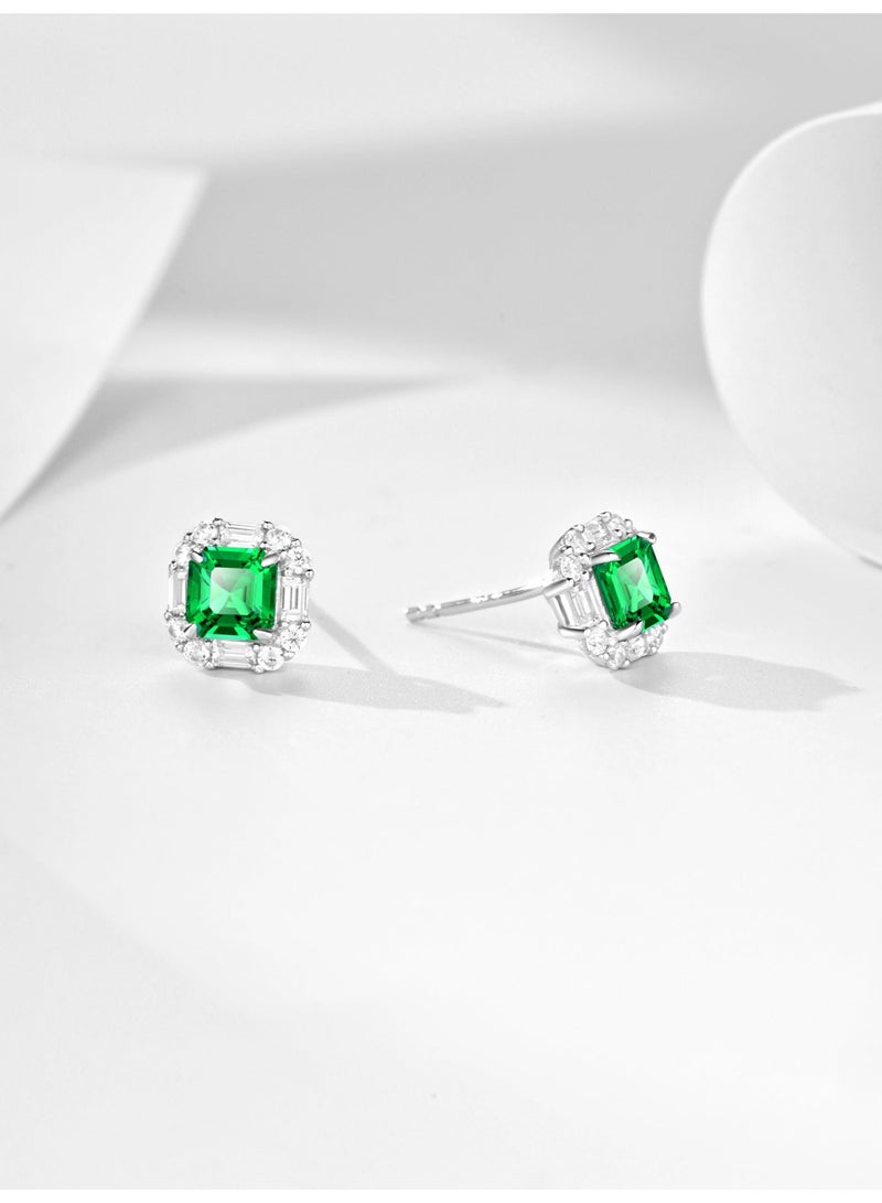 Field fashion earrings Artificial emerald gemstone stud earrings  -  earring for ladies earring for girls 925 silver - Image 4