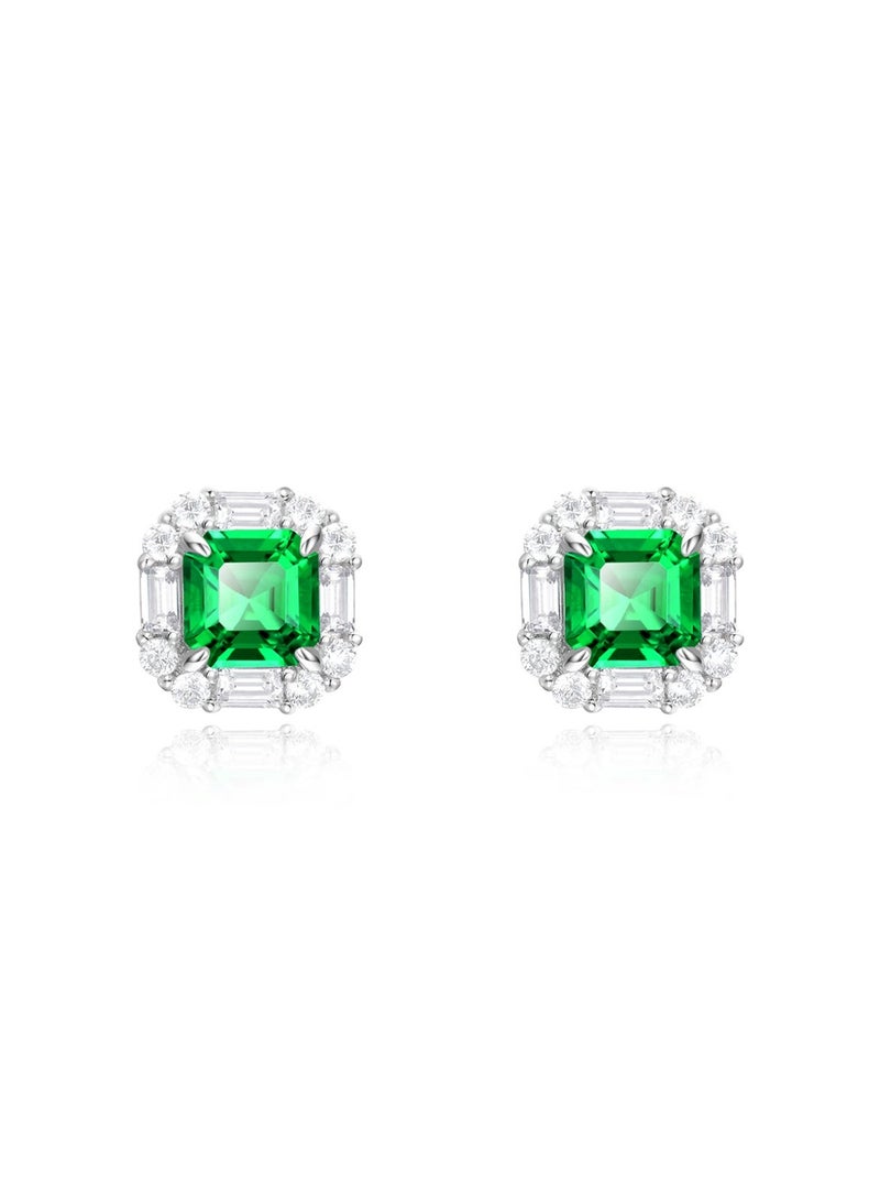 Field fashion earrings Artificial emerald gemstone stud earrings  -  earring for ladies earring for girls 925 silver - Image 1