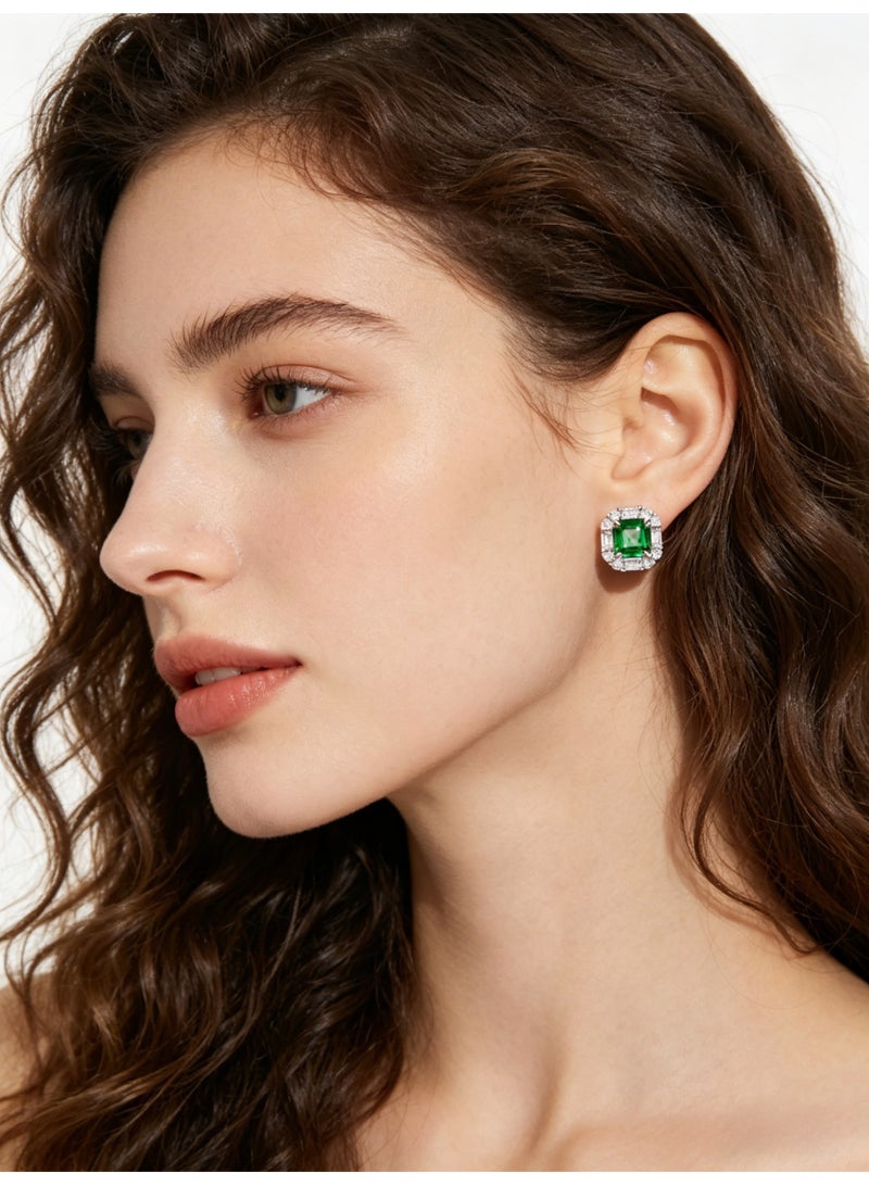Field fashion earrings Artificial emerald gemstone stud earrings  -  earring for ladies earring for girls 925 silver - Image 5