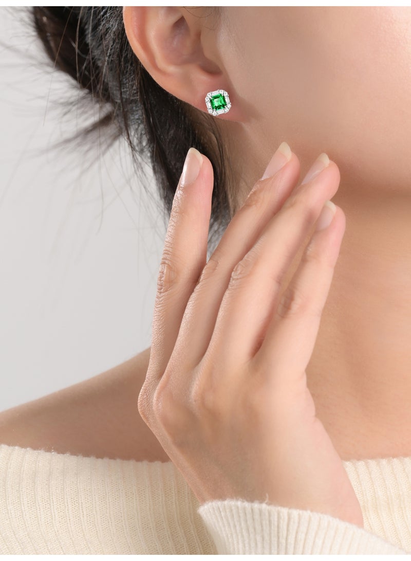 Field fashion earrings Artificial emerald gemstone stud earrings  -  earring for ladies earring for girls 925 silver - Image 5