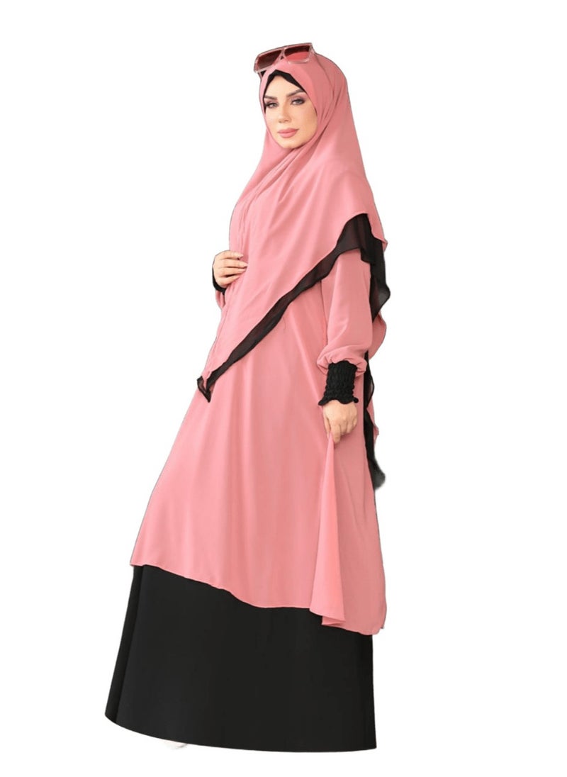 Gamal sons - Edna material is crepe in chiffon, crepe in chiffon, it consists of 4 pieces, a niqab, a veil, a ribbon, and an abaya. The size can be worn up to 90 kilos for women. - Image 1