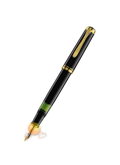 Pelikan 400 Series M400 Black 14 Carat Gold Plated Gold Nib and Metal Parts Fountain Pen 