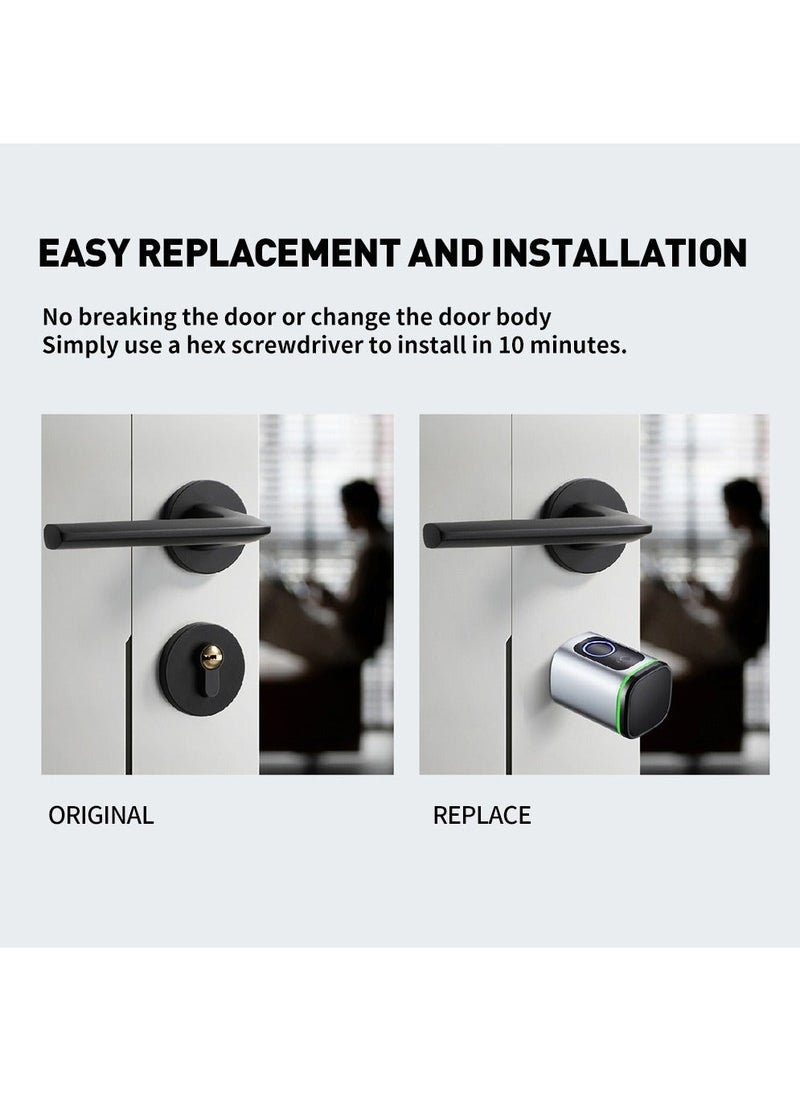 S1 Tuya BLE Smart Electronic Door Lock with DIY Cylinder Core Fingerprint APP Keys IC Card Unlock for Home Hotel (Black)