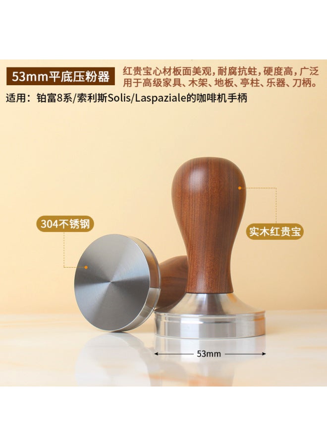 51/53/58mm304 Stainless Steel Coffee Press Threaded Wooden Handle Press Hammer Coffee Machine Handle Powder Distributor