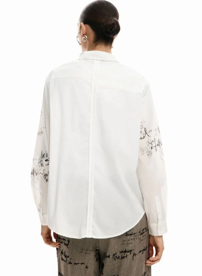 DESIGUAL White Paradise Long-Sleeve Shirt for Women | Best Price UAE