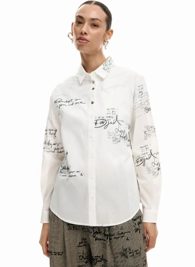 DESIGUAL White Paradise Long-Sleeve Shirt for Women | Best Price UAE
