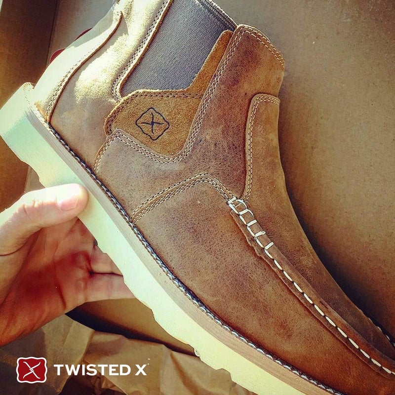 Twisted X Men's 4" Chelsea Wedge Sole Boot, Moc Toe, Oiled Saddle, 11 M - Image 2