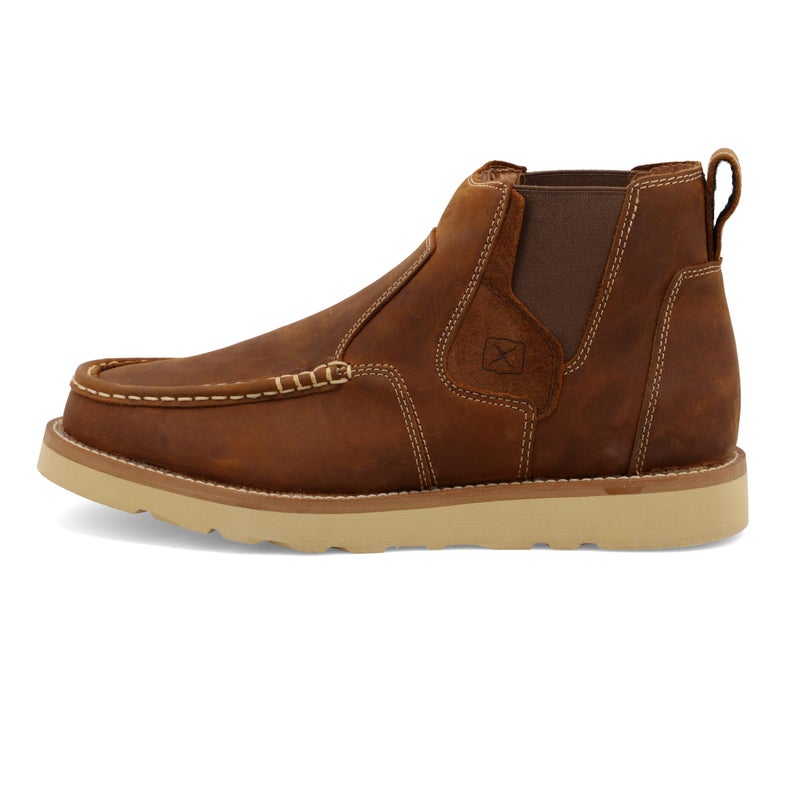 Twisted X Men's 4" Chelsea Wedge Sole Boot, Moc Toe, Oiled Saddle, 11 M - Image 4