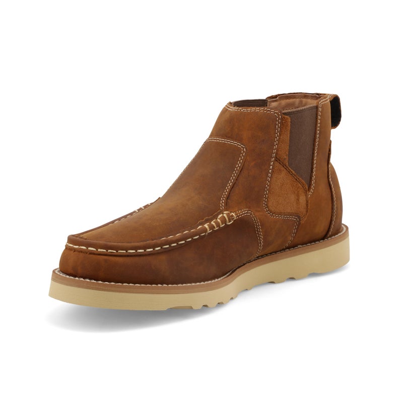 Twisted X Men's 4" Chelsea Wedge Sole Boot, Moc Toe, Oiled Saddle, 11 M - Image 1