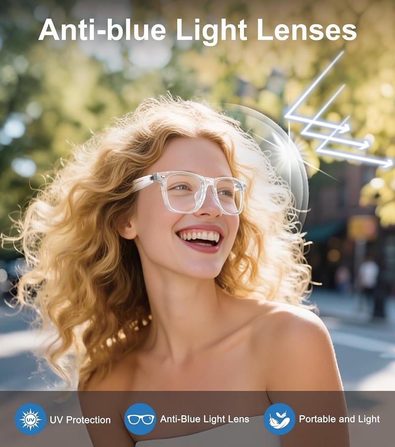 AI Smart Glasses, Multifunctional Bluetooth Glasses for Men & Women, 116 Languages & Accents Translator Glasses, Blue Light Filter & Polarized UV Protection Lenses Translation Glasses, White - Image 5