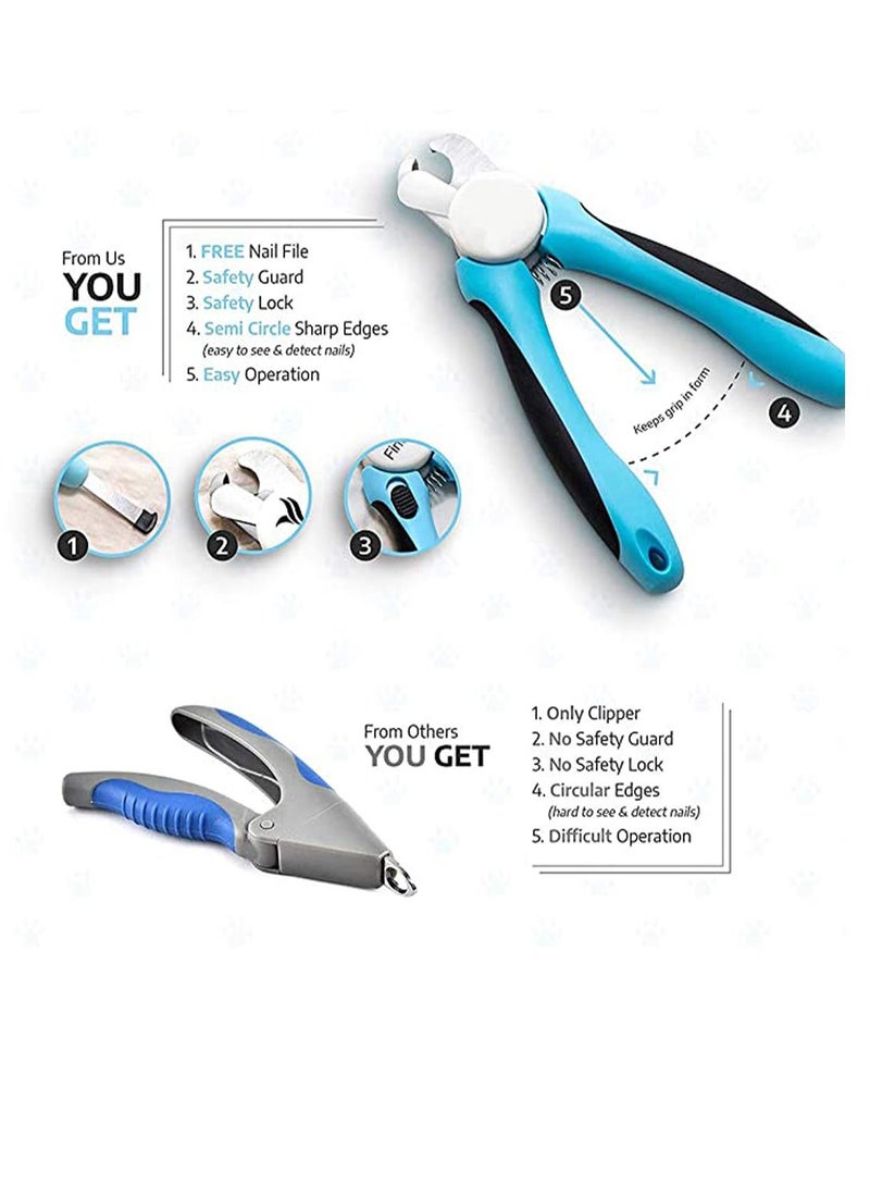 KASTWAVE Dog Nails Clippers with Safety Guard to Protect Over-Cutting Nails, Professional Dog Nail Clippers, Razor Sharp Blades with Bonus Dog Nail File, Dog claw clippers-Sturdy Non-Slip Handles - Image 3