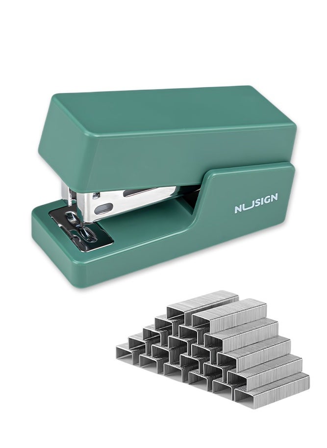 Deli Mini Stapler with 830 Standard Staples, 16 Sheet Capacity Manual Stapler Desktop Stapler Children's Stapler for Student, Office, Green  - Image 1