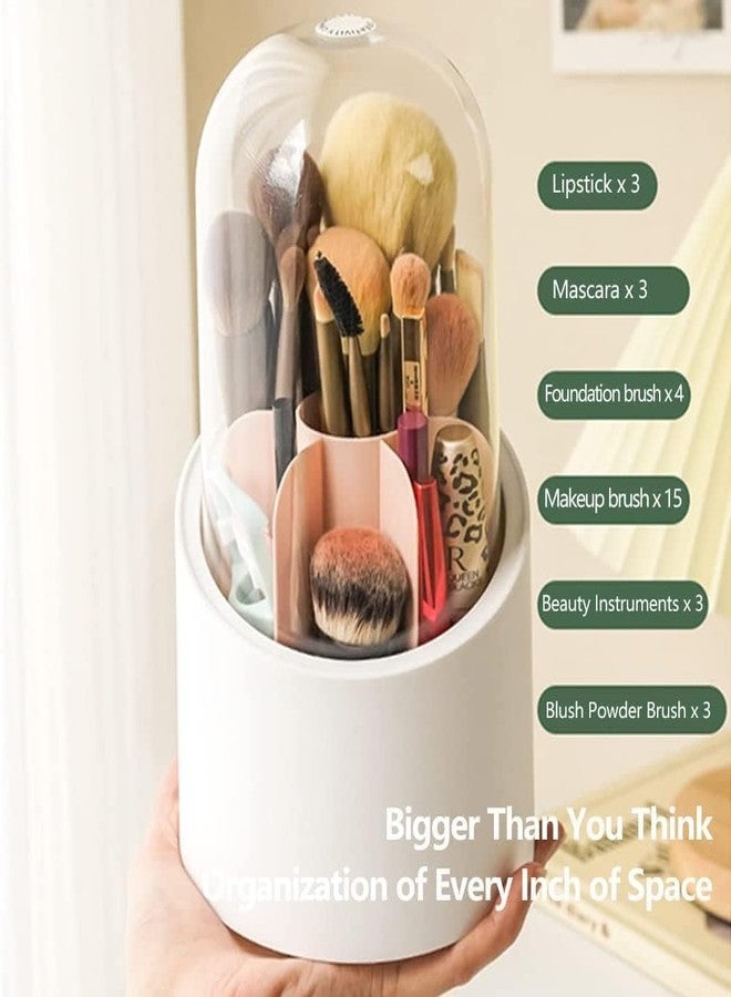 Deoxys Rotating Makeup Brush Holders Organizer Transparent Makeup Brush Box With Lid Dust Proof Vanity Desktop Bathroom Counter Cosmetic Accessories - Image 2