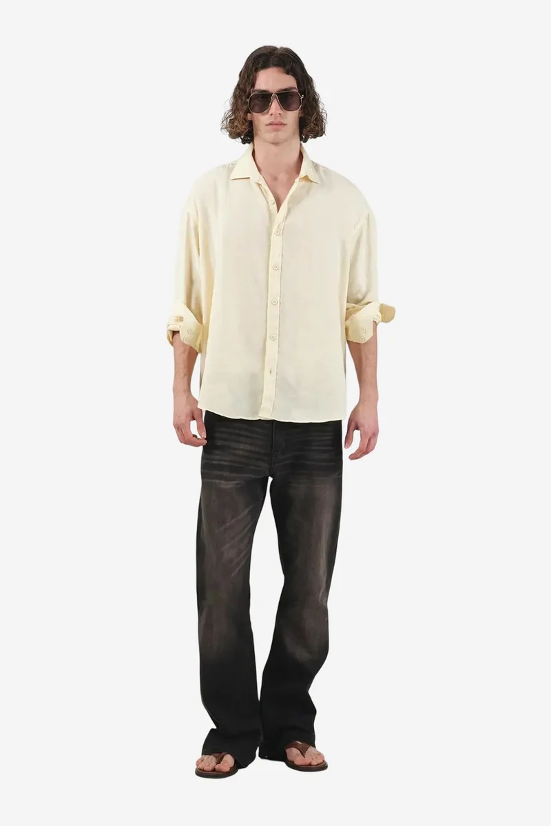 Giesto Cream Natural GIESTO Men's Relaxed Fit Long-Sleeve Shirt for Men | Best Price UAE