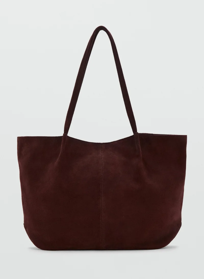 مانجو Suede Leather Shopper Bag