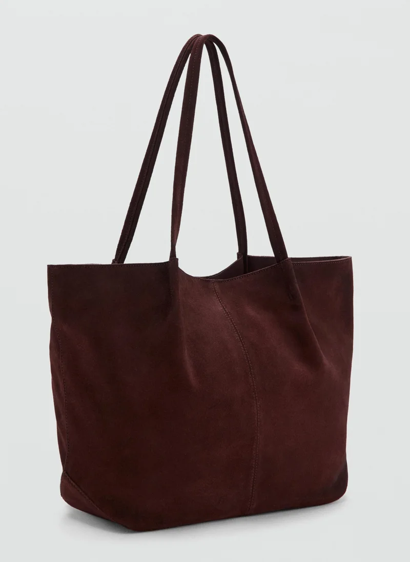 مانجو Suede Leather Shopper Bag