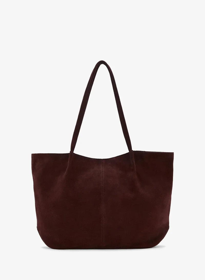 Suede Leather Shopper Bag