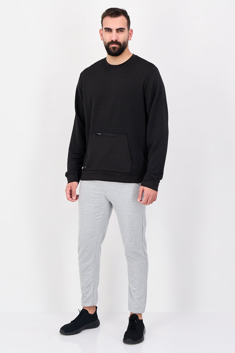 Apana Men Sportswear Fit Long Sleeve Outdoor Sweatshirt, Black - Image 4