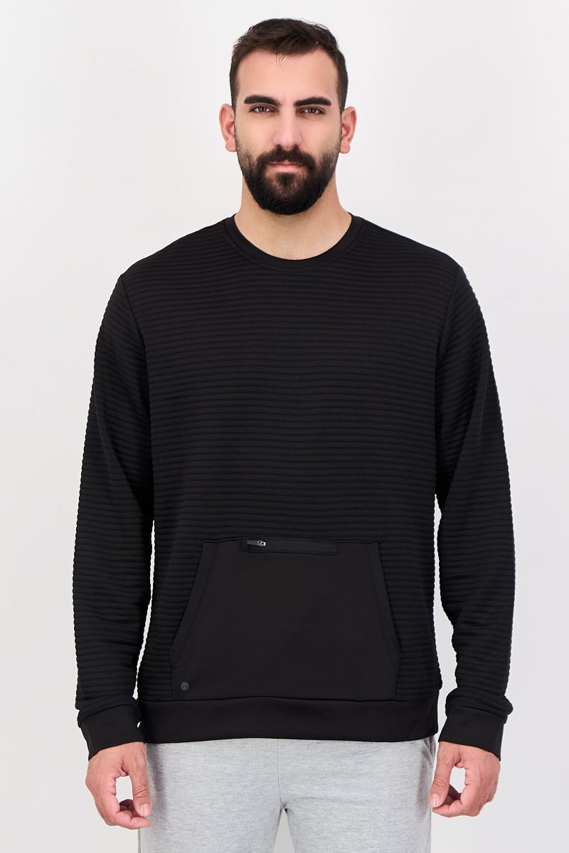 Apana Men Sportswear Fit Long Sleeve Outdoor Sweatshirt, Black - Image 1