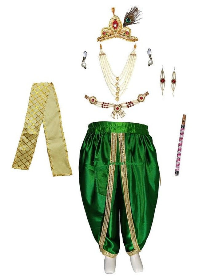 The GrowSome Shri Krishna Costume Dress for Baby Boy & Girl| Krishna Dress for Baby Boy Kids| Little Kanha Janmashtami Poushak for Kids| Govinda dress kid (6-12 Months, Green) - Image 1