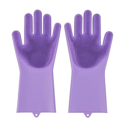 SEASPIRIT Magic Silicone Scrubbing Gloves, Scrub Cleaning Gloves with Scrubber for Dishwashing and Pet Grooming - Image 1
