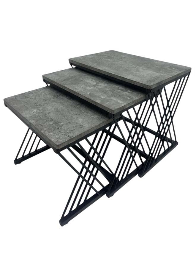 Living Set of 3 Nesting Coffee Tables With Metal Legs for Living Room L,60*40*50, M,55*35*45, S,48*34*40 CM - Image 1