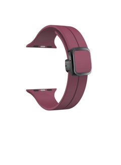 Silicone Magnetic Bracelet Compatible with Apple Watch Strap 44 mm 45 mm 49 mm 42 mm, Magnetic Closure Replacement Straps for Apple Watch Ultra/iWatch Series 8 7 6 5 4 3 2 1 SE, Men Women, Wine Red